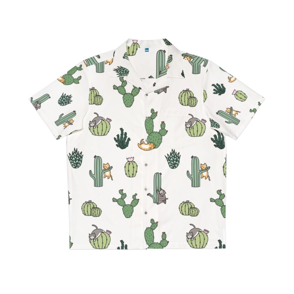 Cacti Cats Hawaiian Shirt with Vibrant Tropical Pattern