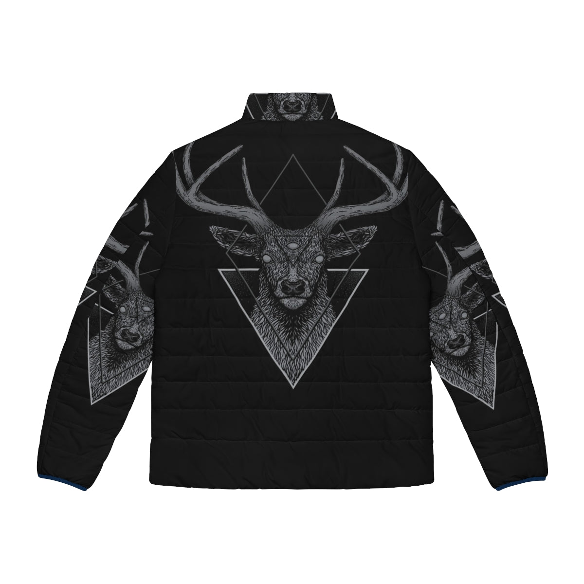 Dark deer geometric puffer jacket for cold weather - Back