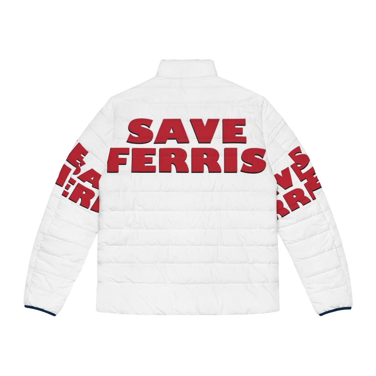 Save Ferris 80s puffer jacket with vintage movie inspired design - Back