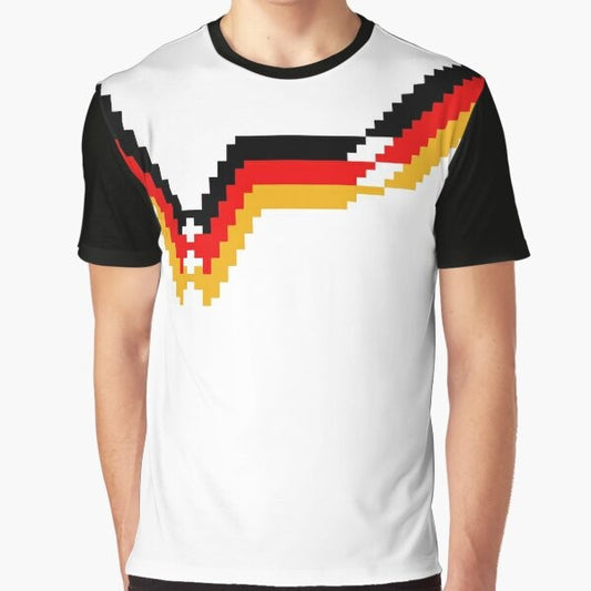 Vintage Germany 90 football t-shirt featuring retro pixel art design