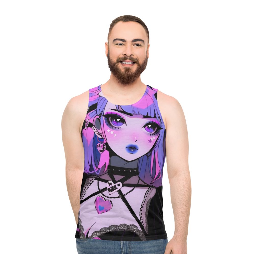 Kawaii anime inspired unisex goth tank top - men