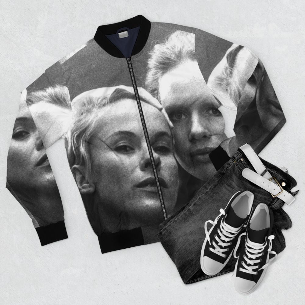 Persona Ingmar Bergman Bomber Jacket featuring iconic film and director imagery - Flat lay