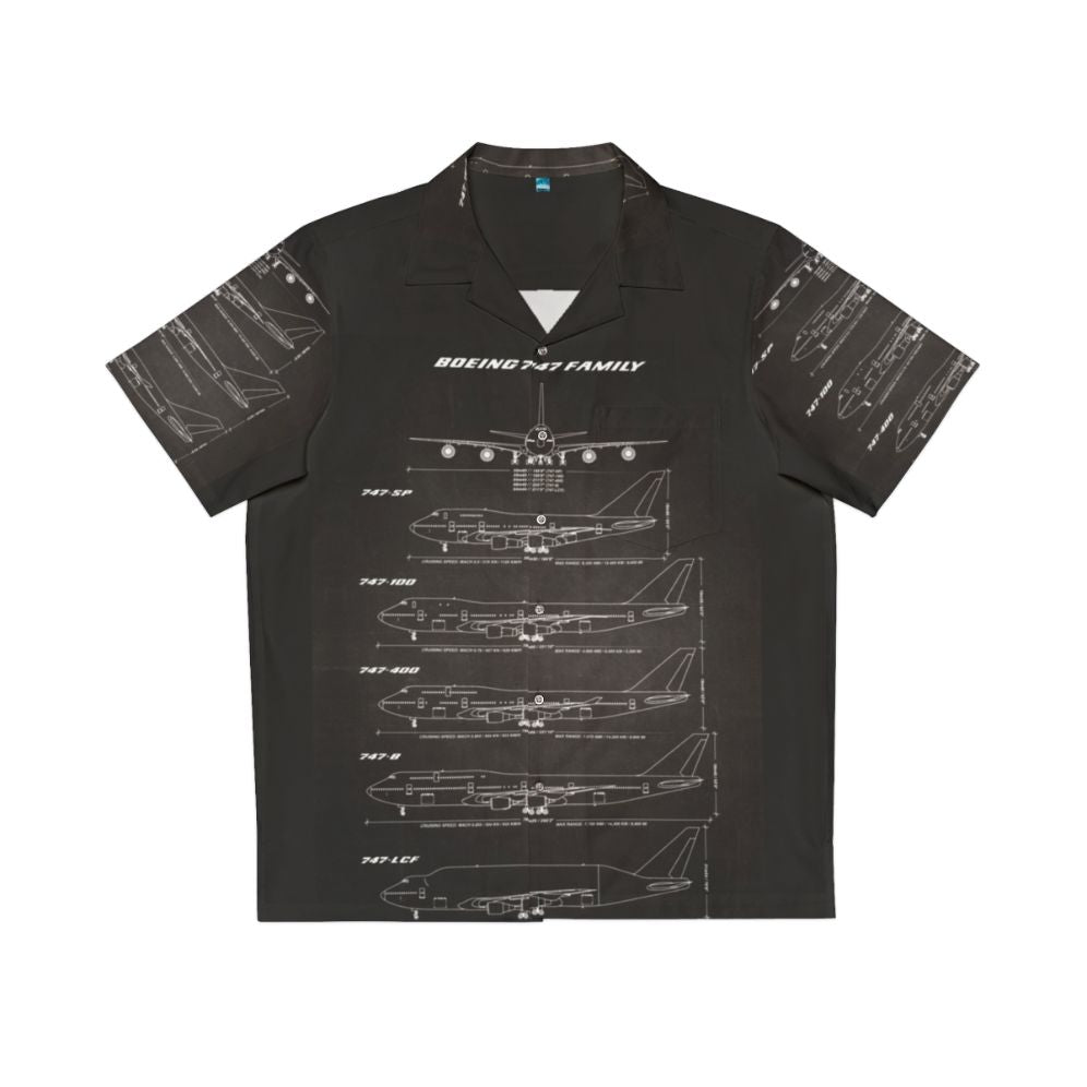 Boeing 747 blueprint Hawaiian shirt