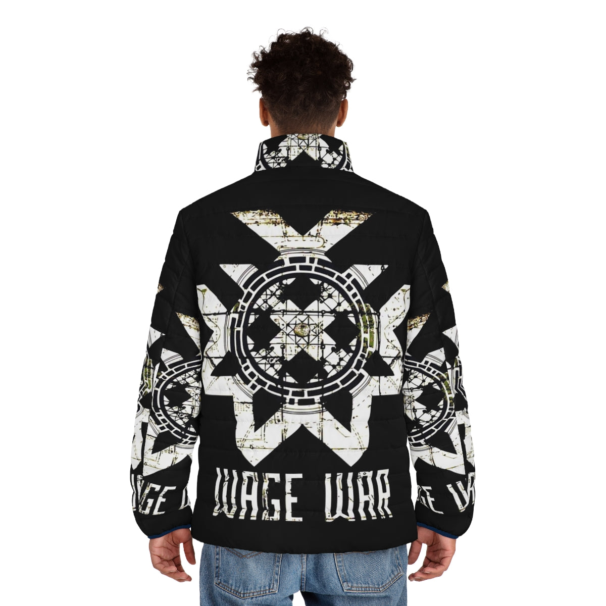 Wage War Puffer Jacket featuring heavy metal and metalcore inspired design - men back