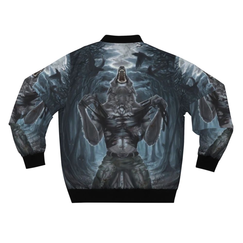 Werewolf ripping through a shirt, scary monster design for a bomber jacket - Back