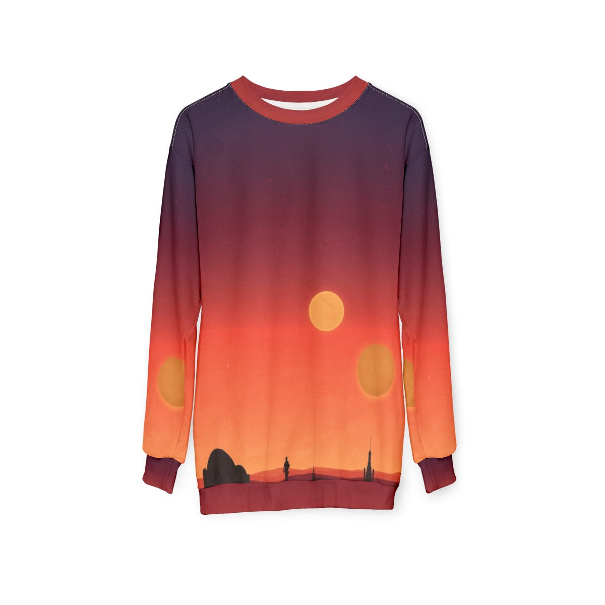 Tatooine Star Wars Sweatshirt with Dual Suns Gradient Design - hanging