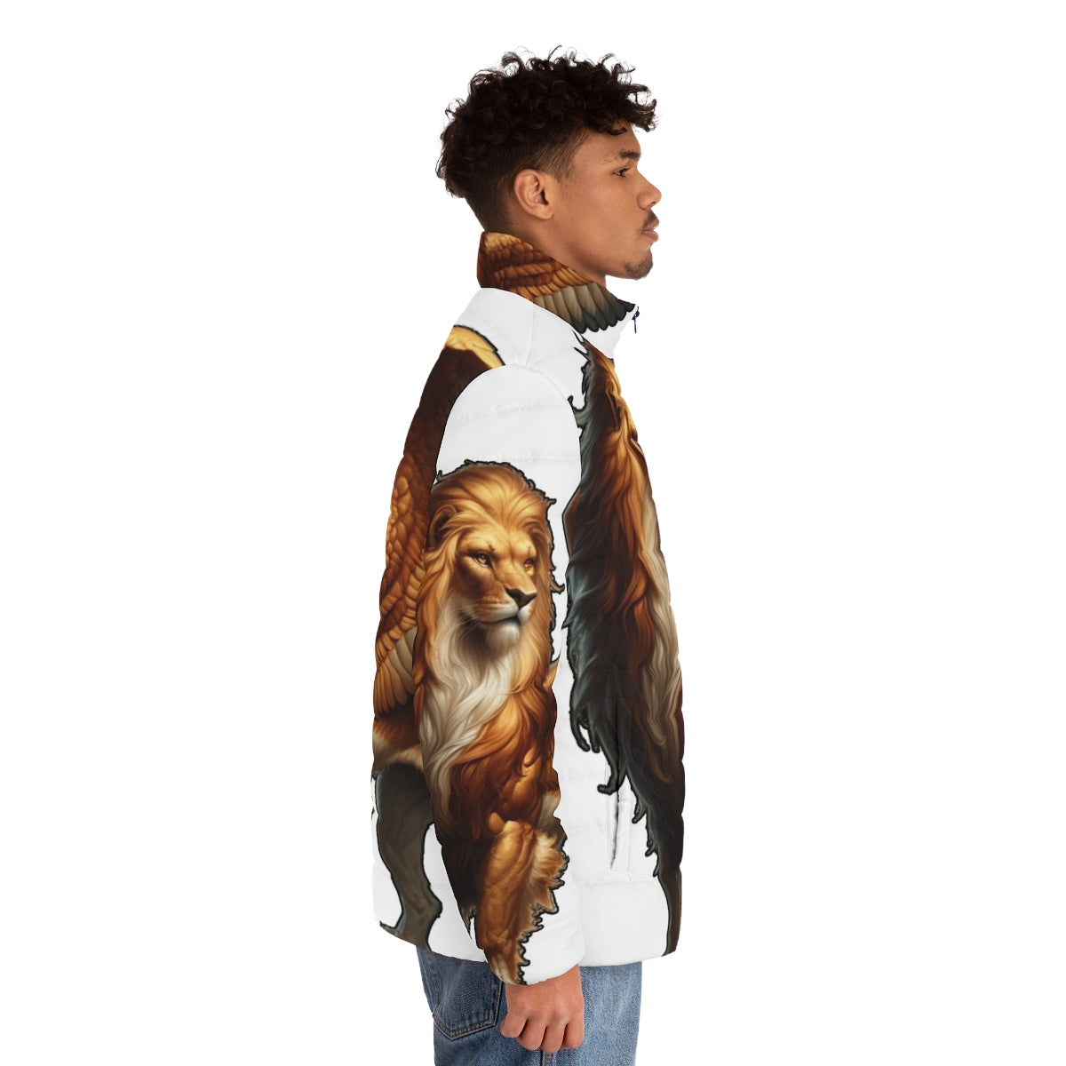 Grrrifin Puffer Jacket - A Legendary Mythological Creature-Inspired Outerwear - men side right