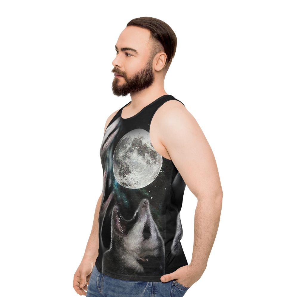 Possum Moon Unisex Howling Funny Tank Top - men side