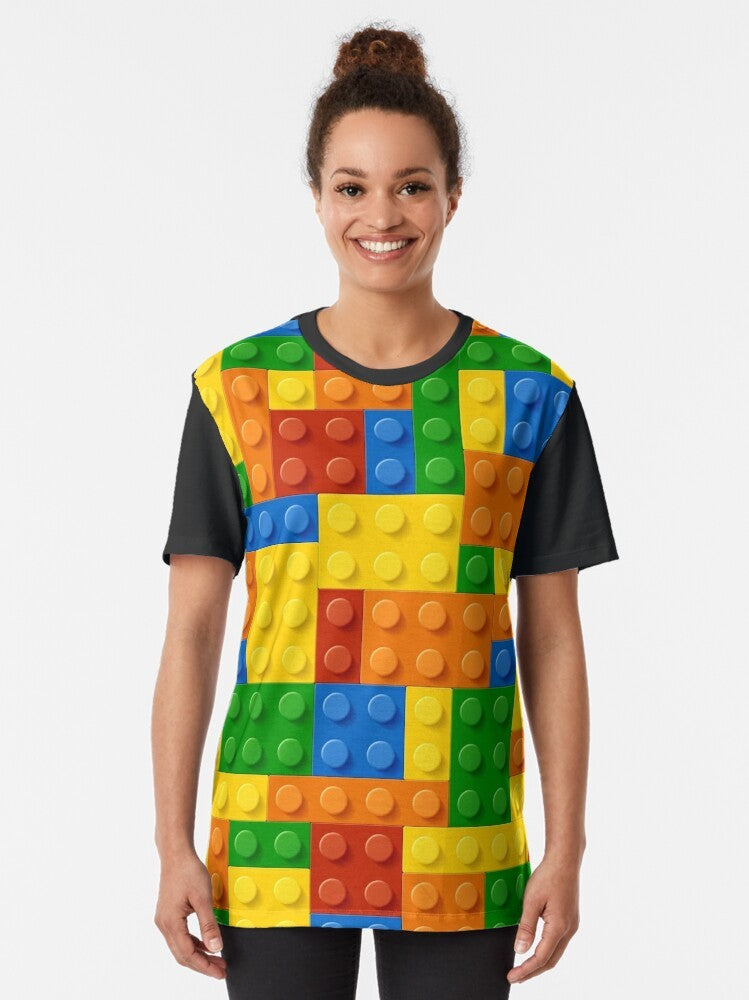 Building blocks and construction graphic design on a t-shirt - Women