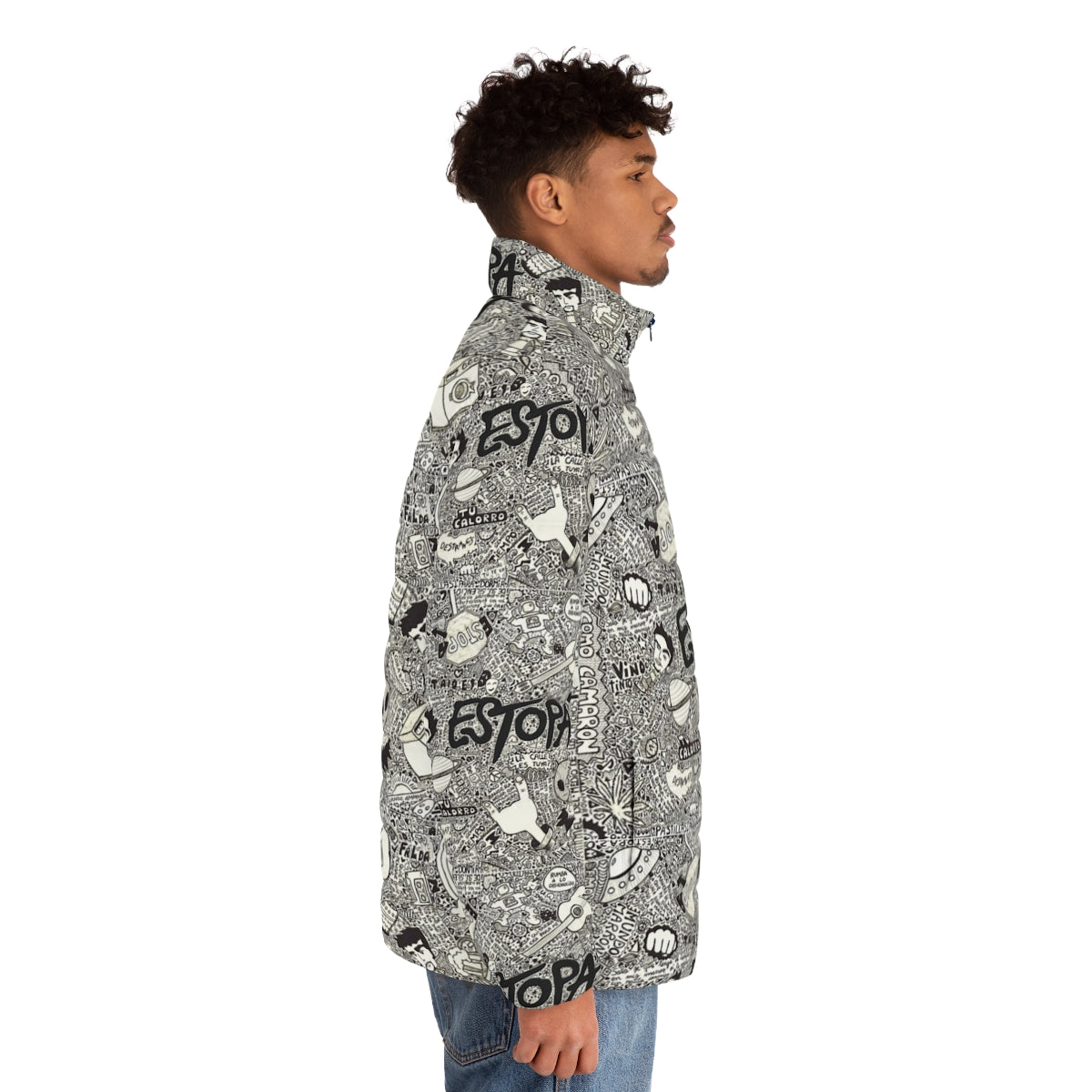 ESTOPA puffer jacket featuring the iconic Spanish band's logo and artwork - men side right