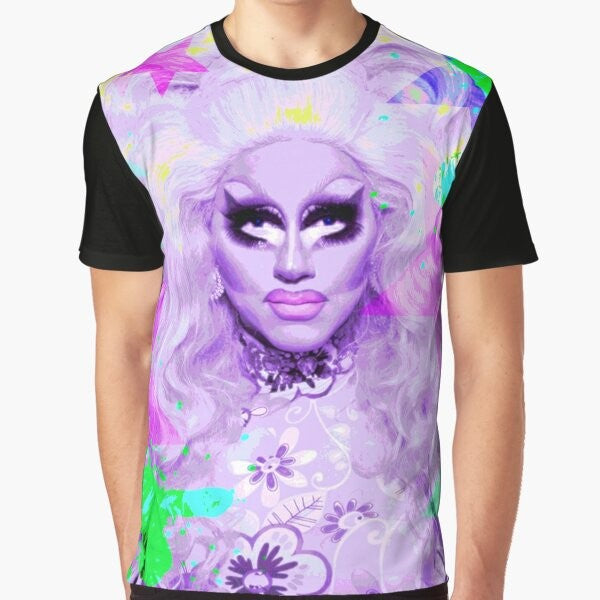 Trixie Mattel, a drag queen icon, featured on a colorful graphic t-shirt design