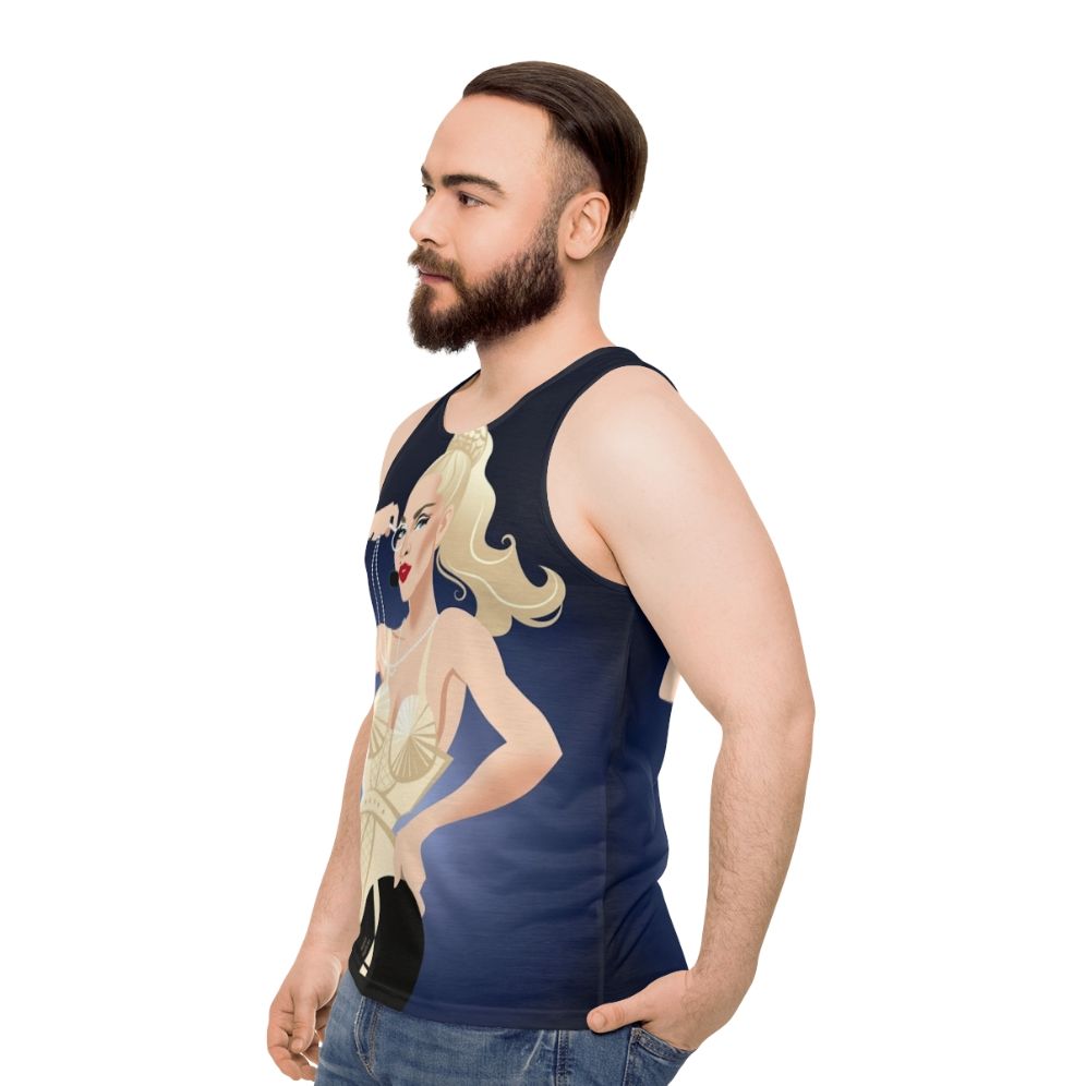 Unisex blonde tank top featuring Alejandro Mogoll art - men side