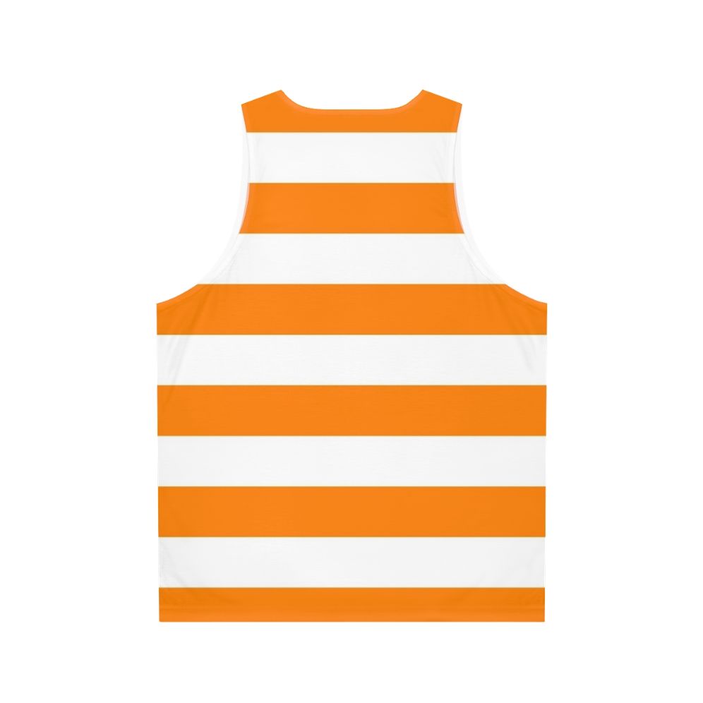 Orange and white horizontal striped unisex tank top - Back