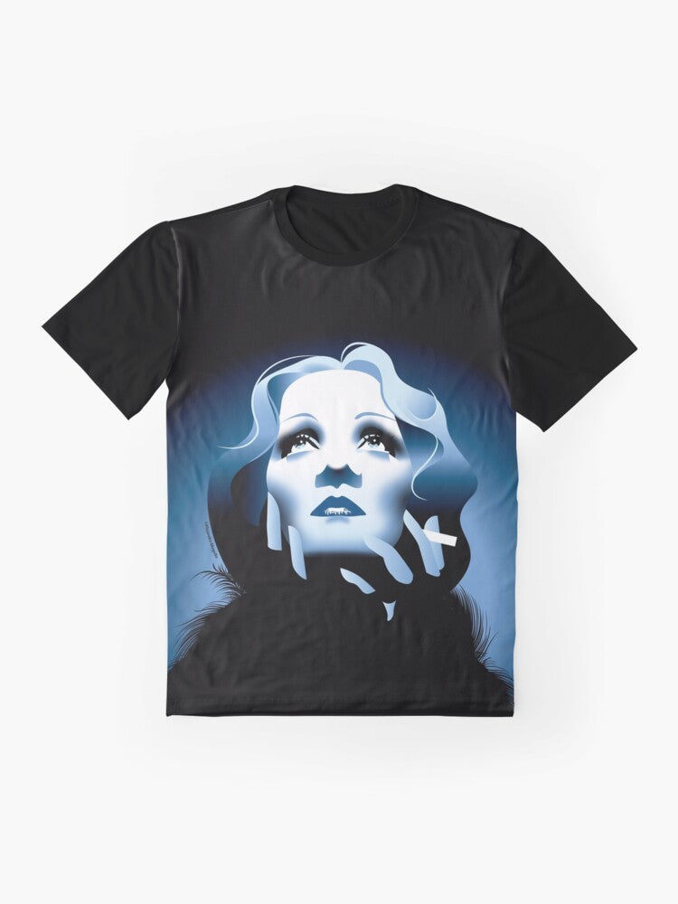 Stylish Blue Graphic T-Shirt featuring artwork by Alejandro Mogollo - Flat lay