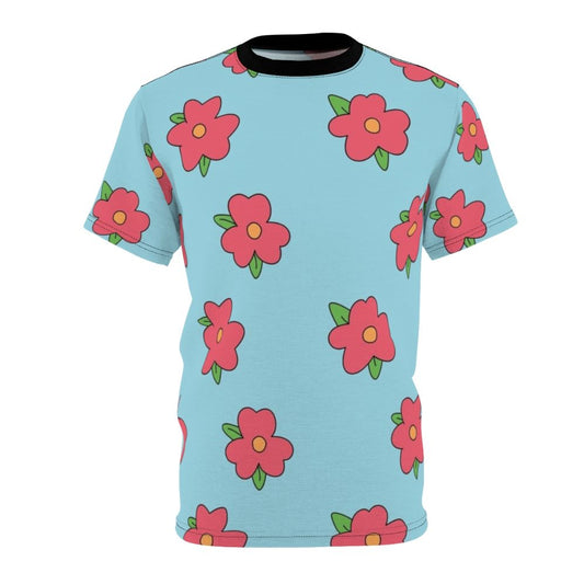 Colorful floral print oversized t-shirt inspired by The Simpsons cartoon