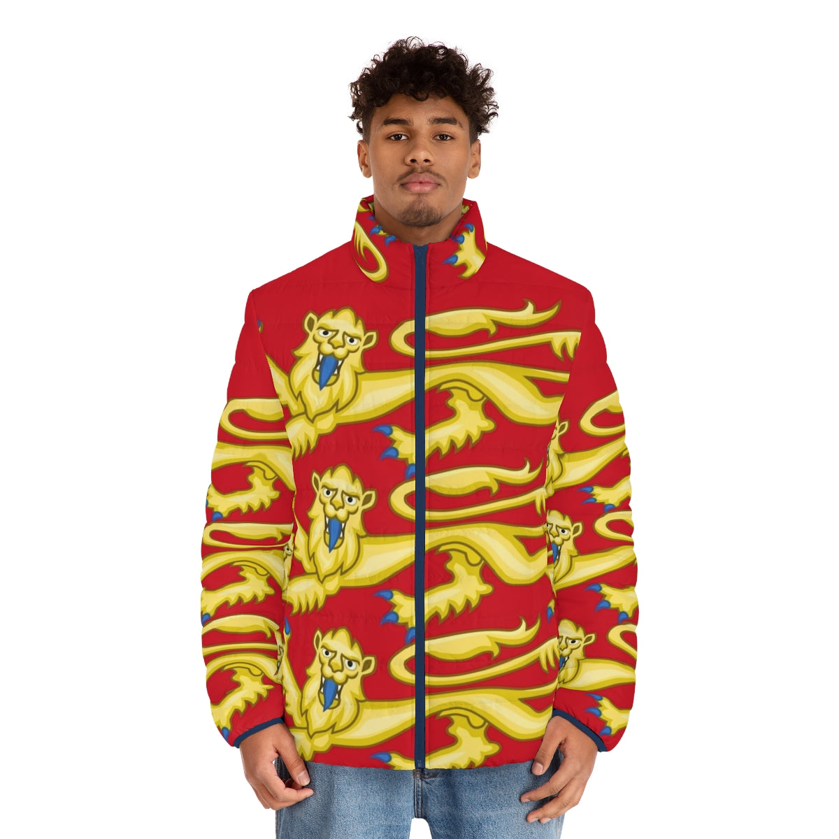 Plantagenet Arms of England Puffer Jacket featuring the royal coat of arms - men front