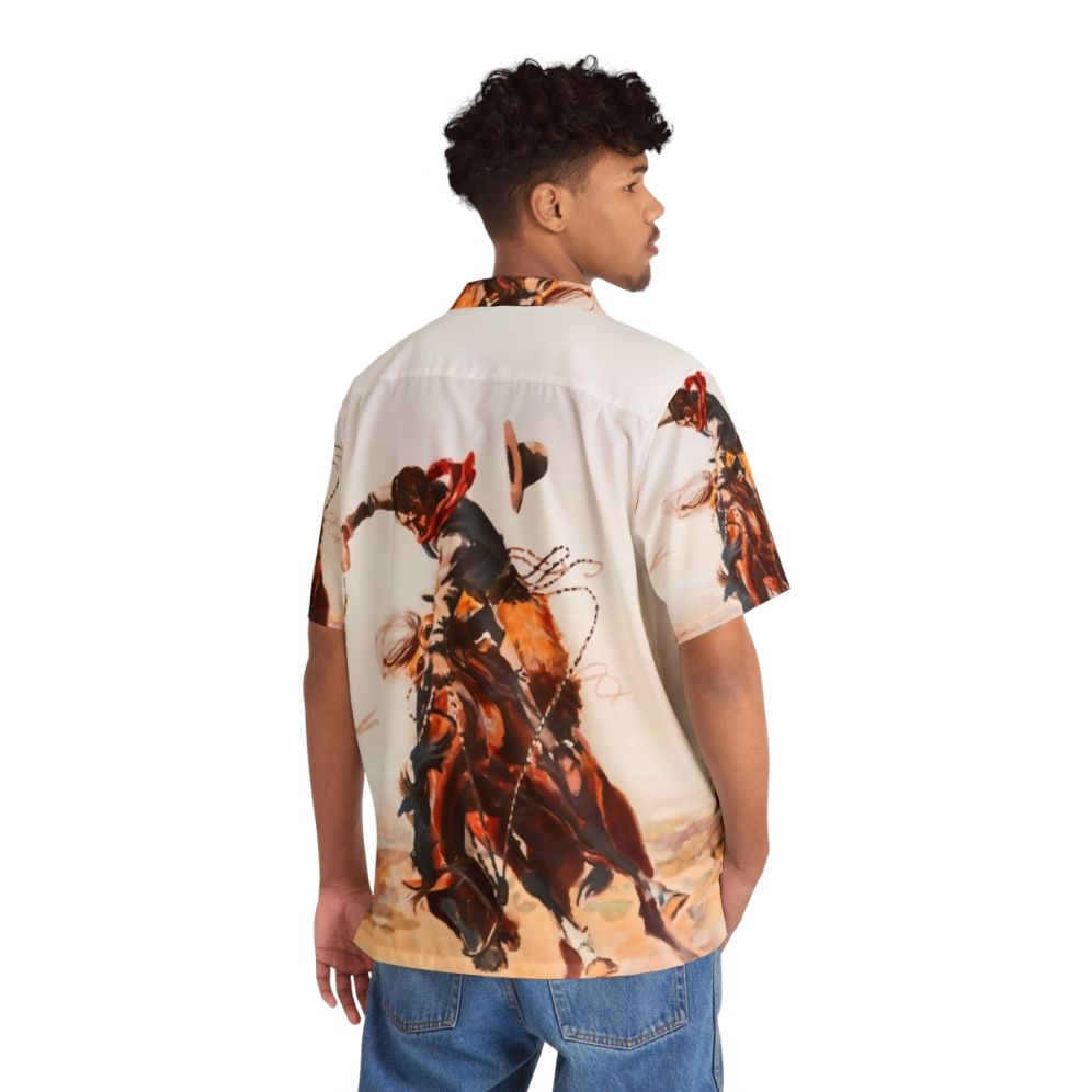 Vintage western-inspired Hawaiian shirt with Native American design elements - People Back