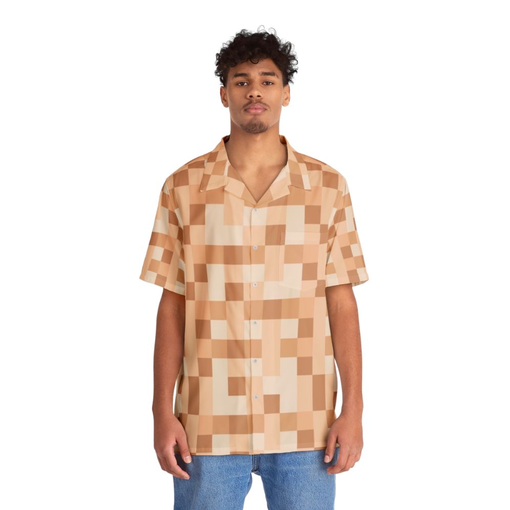 Pixelated Hawaiian shirt with censored nudity design - People Front