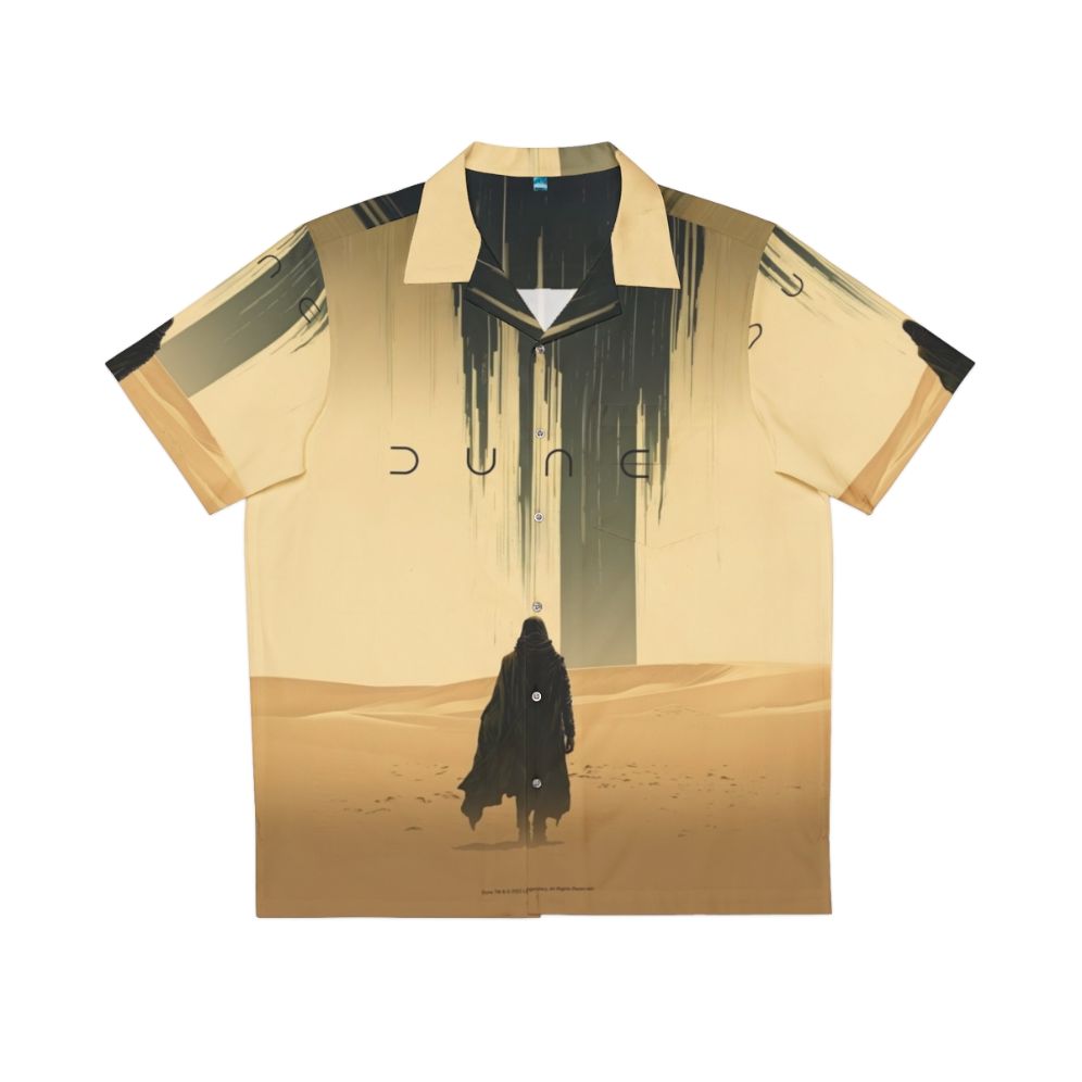 Sand colored Hawaiian shirt with desert and dune inspired design