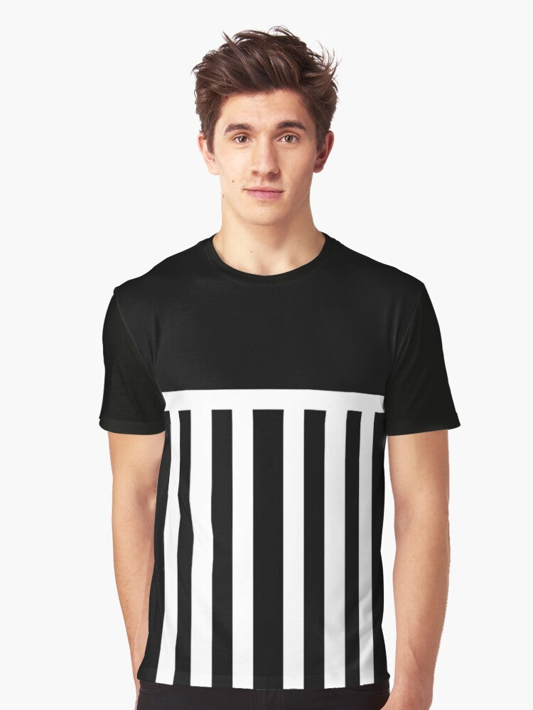 Port Adelaide "Prison Bars" Heritage Graphic T-Shirt - Celebrate the iconic Port Adelaide Magpies AFL football team's heritage with this black and white striped graphic tee. - Men