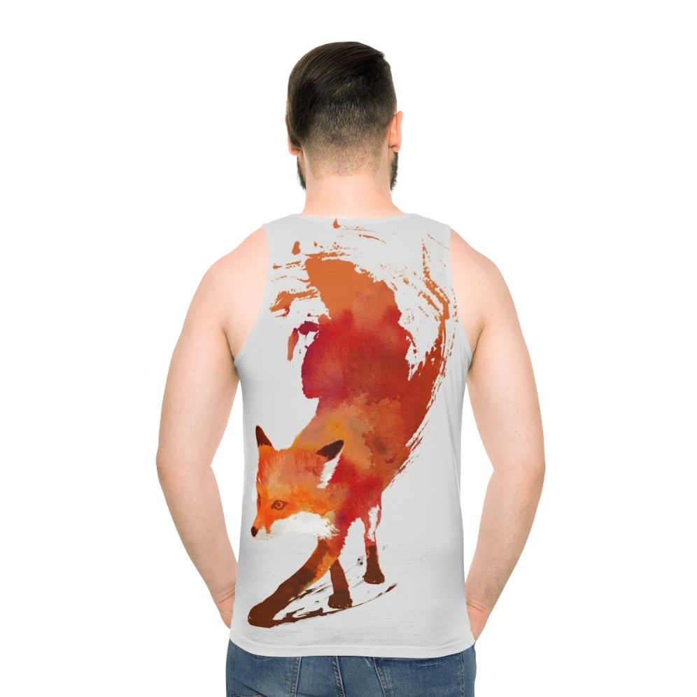 Watercolor fox design on unisex tank top - men back