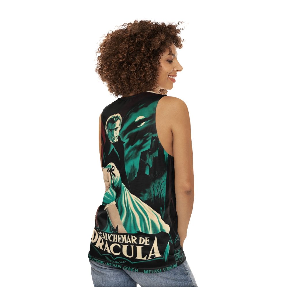 Vintage Dracula 1958 movie poster unisex tank top - women back