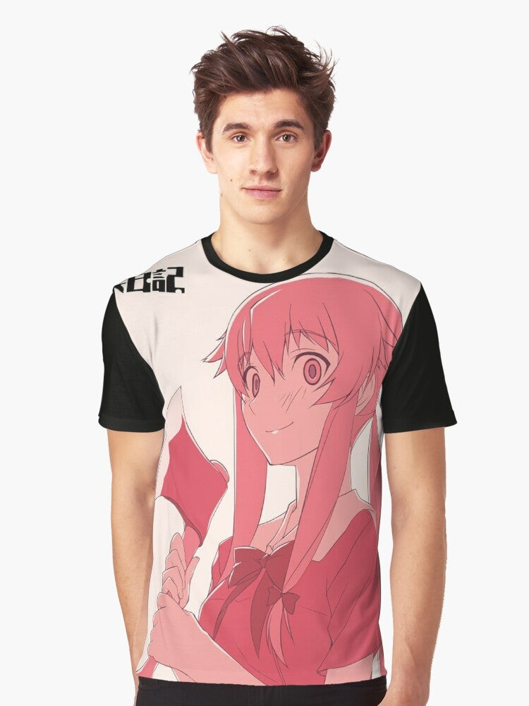 Mirai Nikki anime graphic t-shirt featuring Yuno Gasai - Men