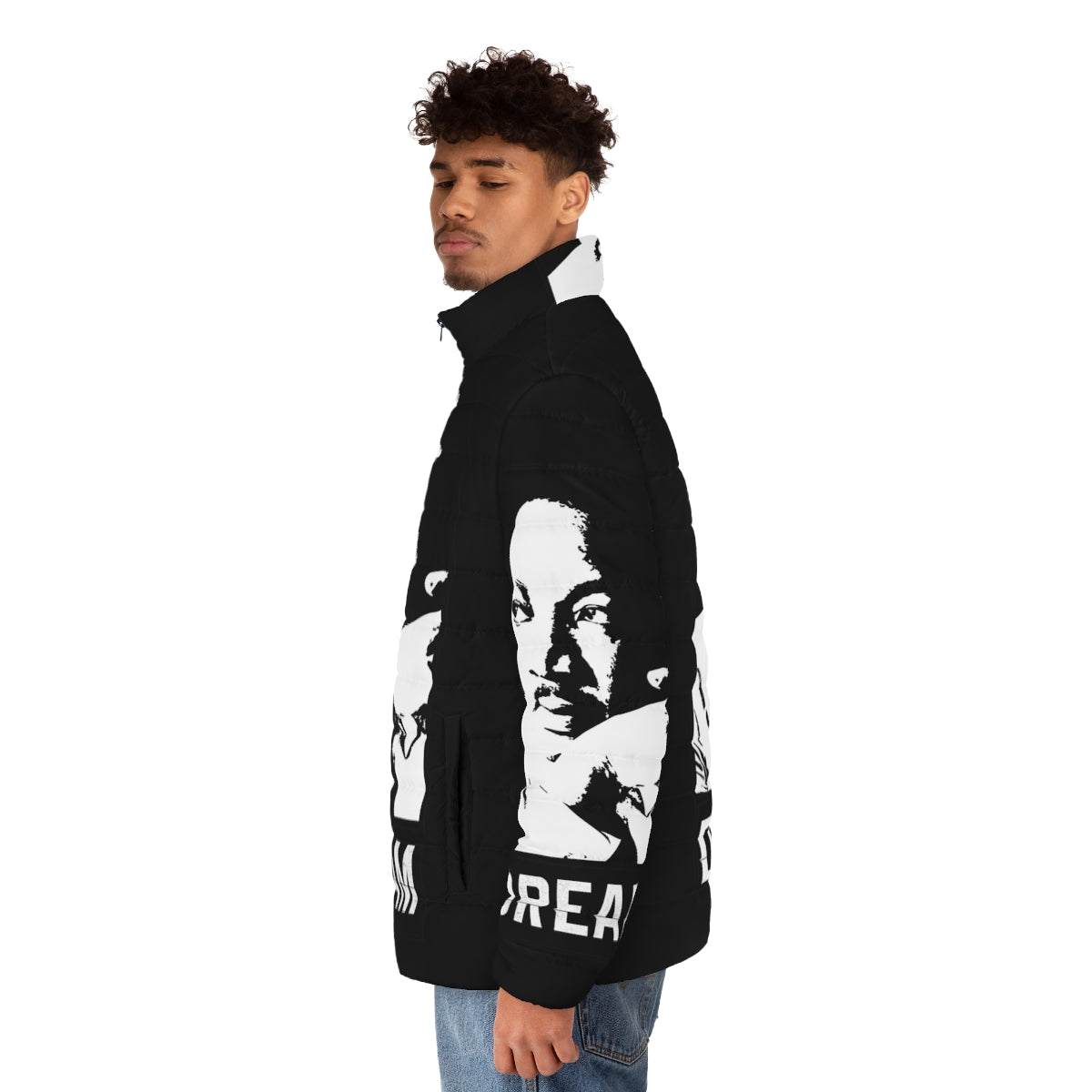 Martin Luther King Jr. puffer jacket featuring "I Have a Dream" design - men side left