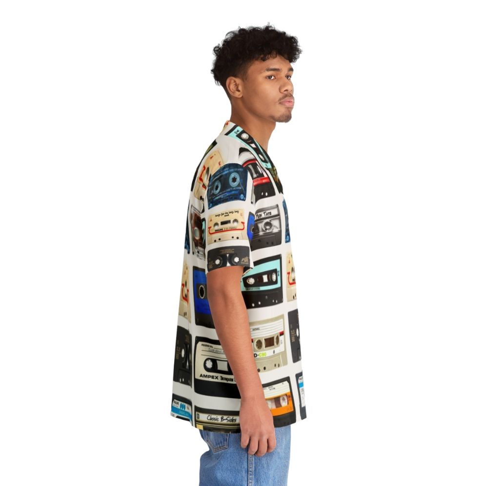 Retro Music Hawaiian Shirt with 80s Inspired Cassette Tape and Boombox Design - People Pight