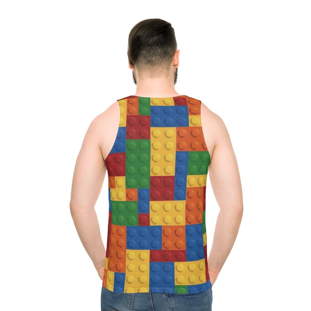 Minimalist block pattern unisex tank top - men back