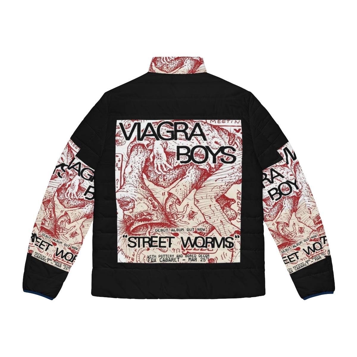 Viagra Boys Street Worms Puffer Jacket featuring yin yang pattern and minimalist design - Back