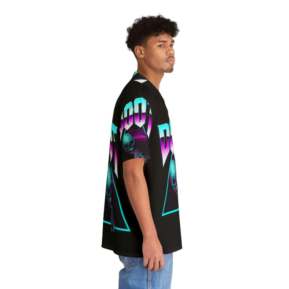 Retro 80s 90s vaporwave Hawaiian shirt with synthwave outrun aesthetic and palm tree pattern - People Pight