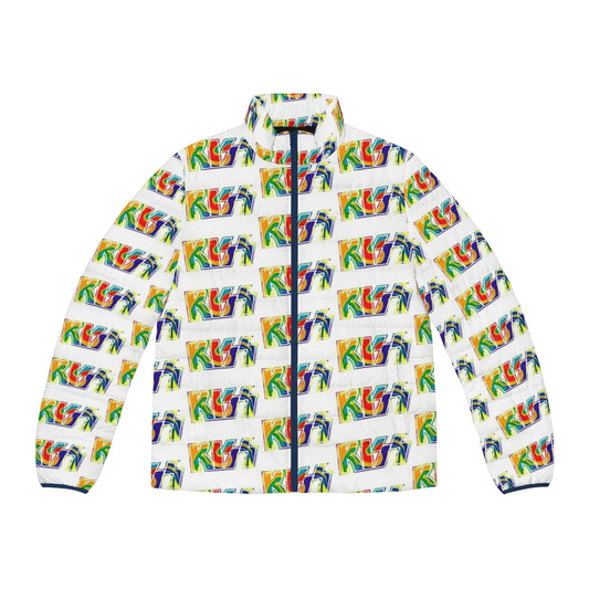 Kiss The Band Rainbow Tie Dye Puffer Jacket with Band Logo