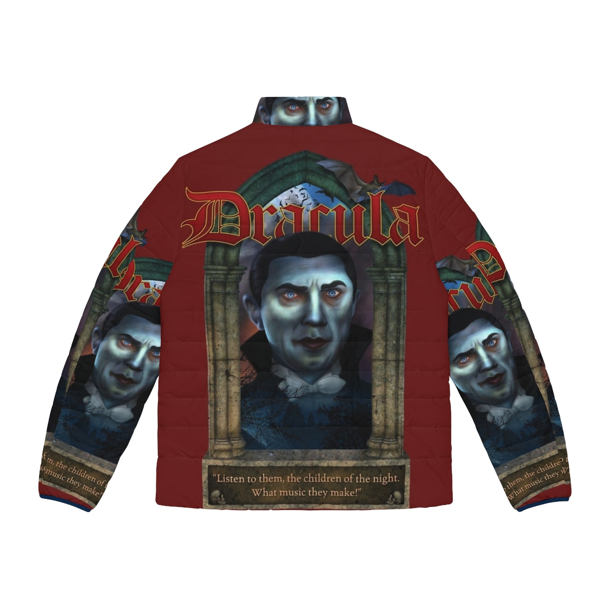 Dracula puffer jacket with classic horror and gothic fashion design - Back