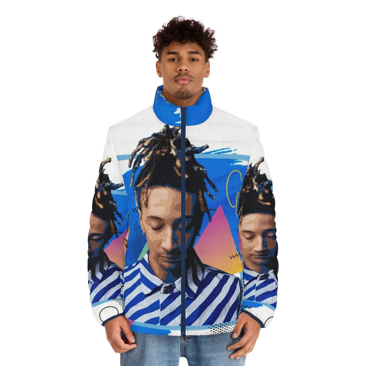 Ghali Italian Puffer Jacket with Rap and Trap Music Inspired Design - men front