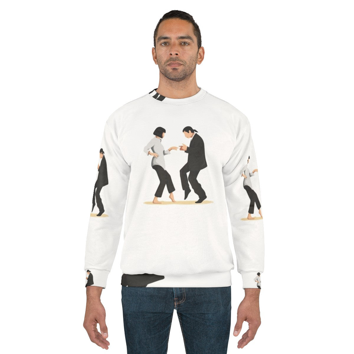 Pulp Fiction movie themed sweatshirt with digital art design - men