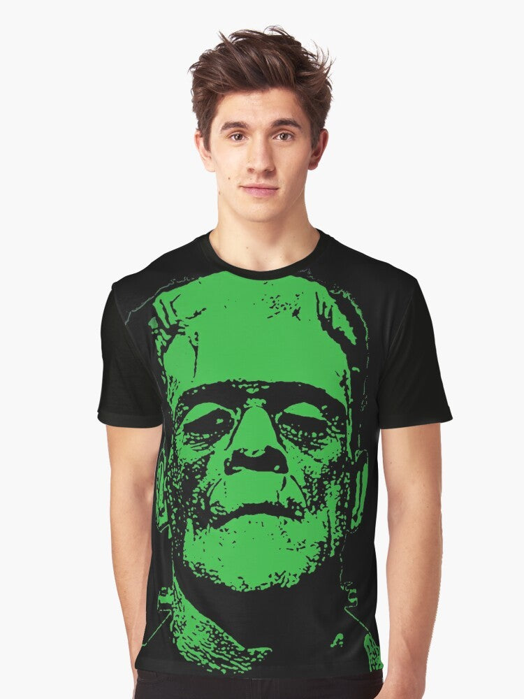 Vintage Frankenstein graphic t-shirt with classic horror monster design - Men