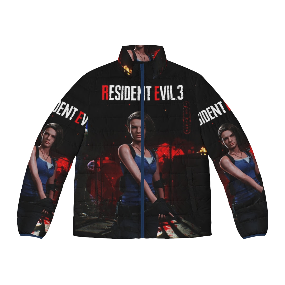 Resident Evil R3Make Jill Puffer Jacket with Nemesis design