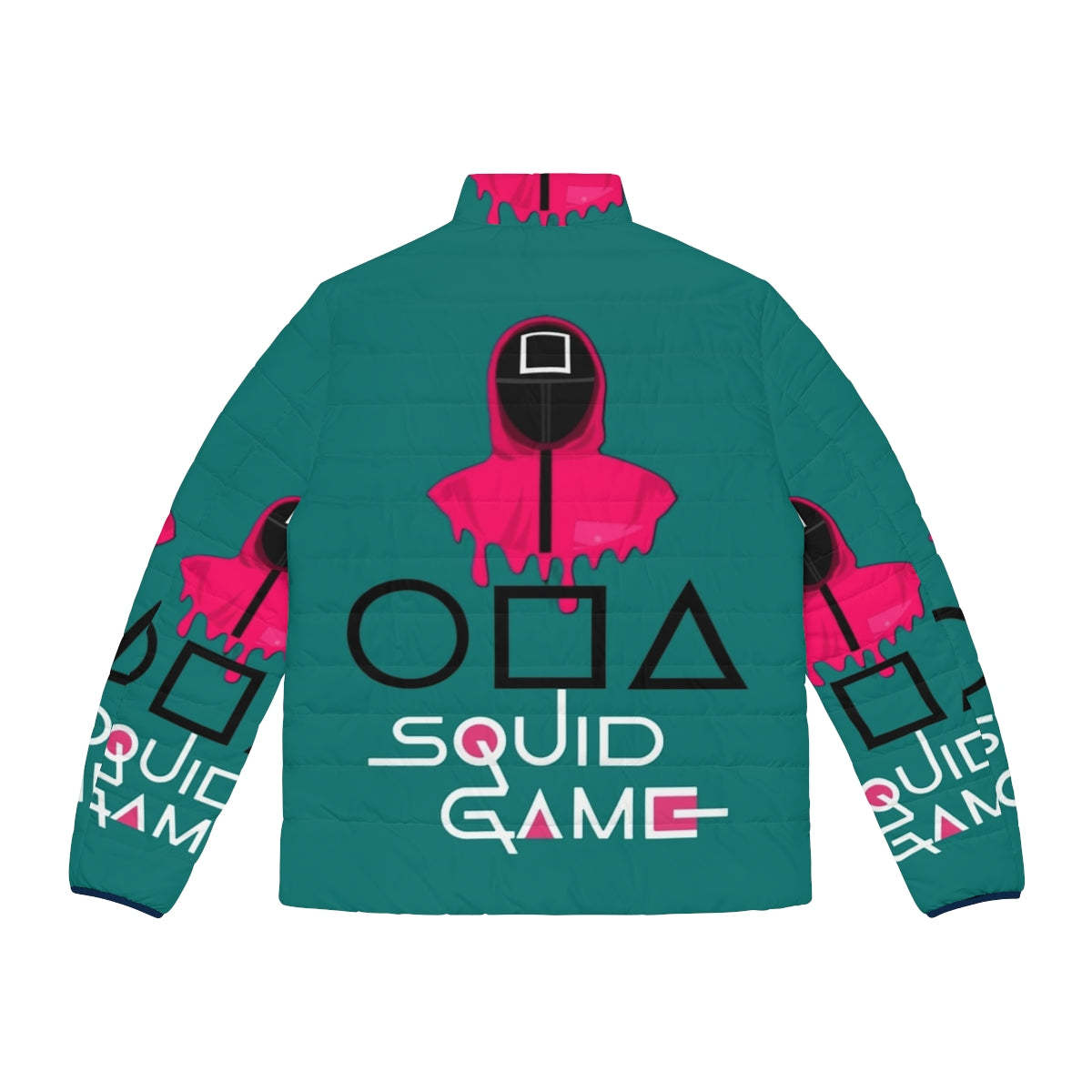 Squid Game Collection 2 Puffer Jacket with iconic symbols and colors from the Netflix series - Back