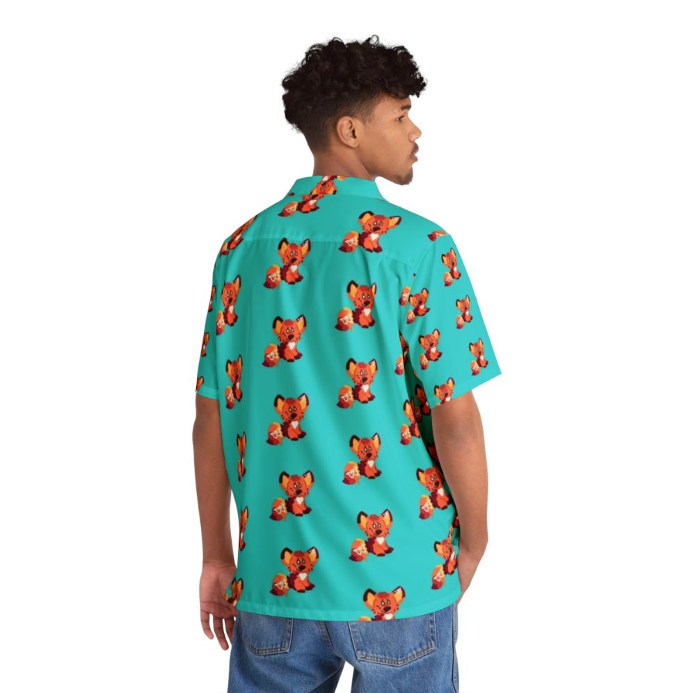 ADHD Fox Hawaiian Shirt with Butterfly Print - Flat lay