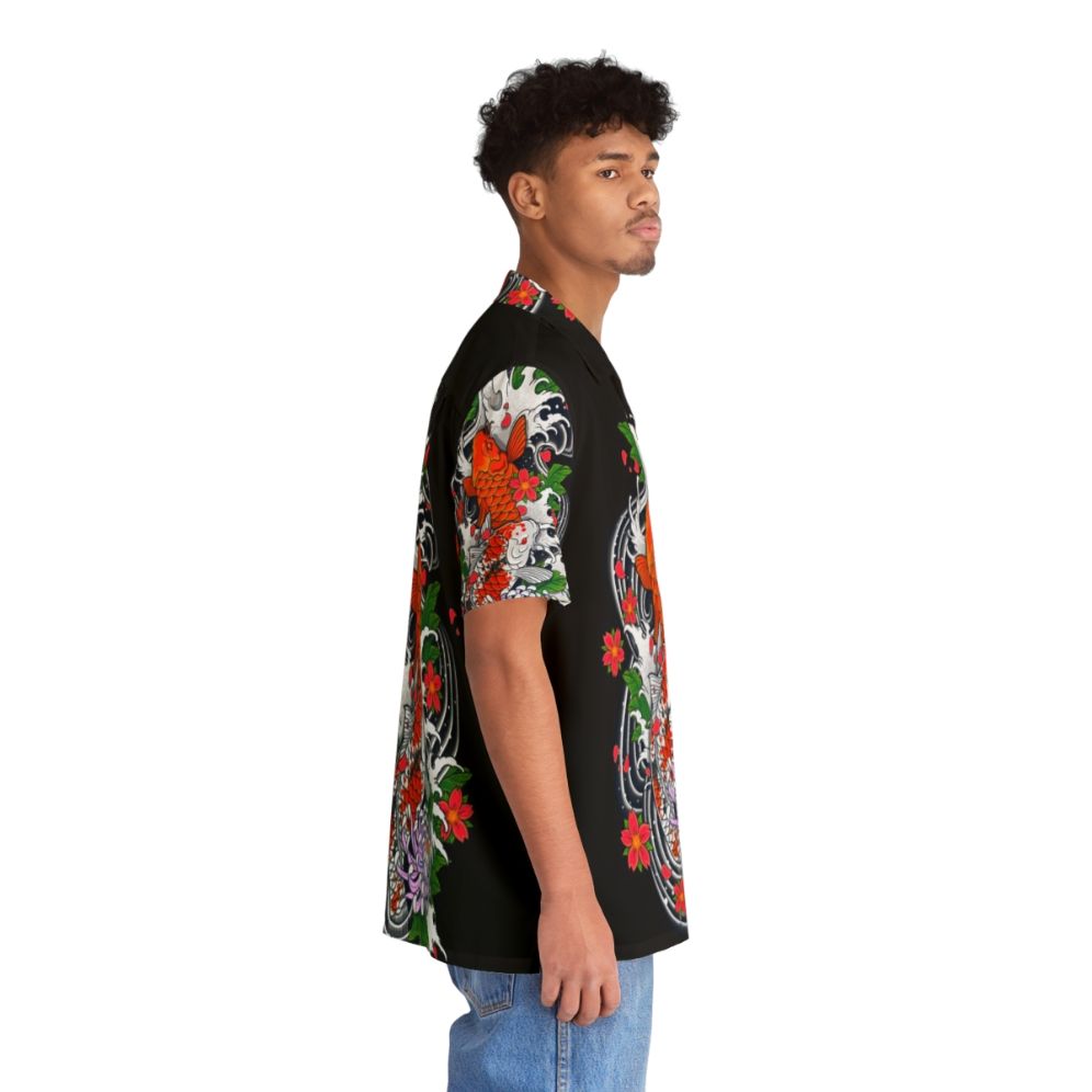 Koi fish Hawaiian shirt with Oriental floral design - People Pight