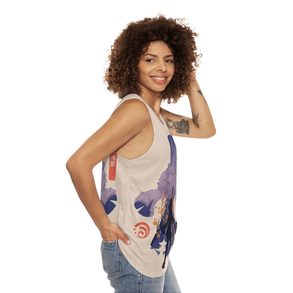 Umbrabilis Orchis unisex tank top with anime-inspired design - women side