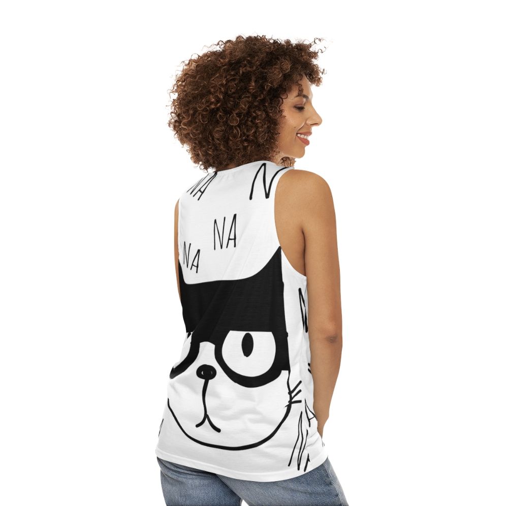 Superhero cartoon cat unisex tank top - women back