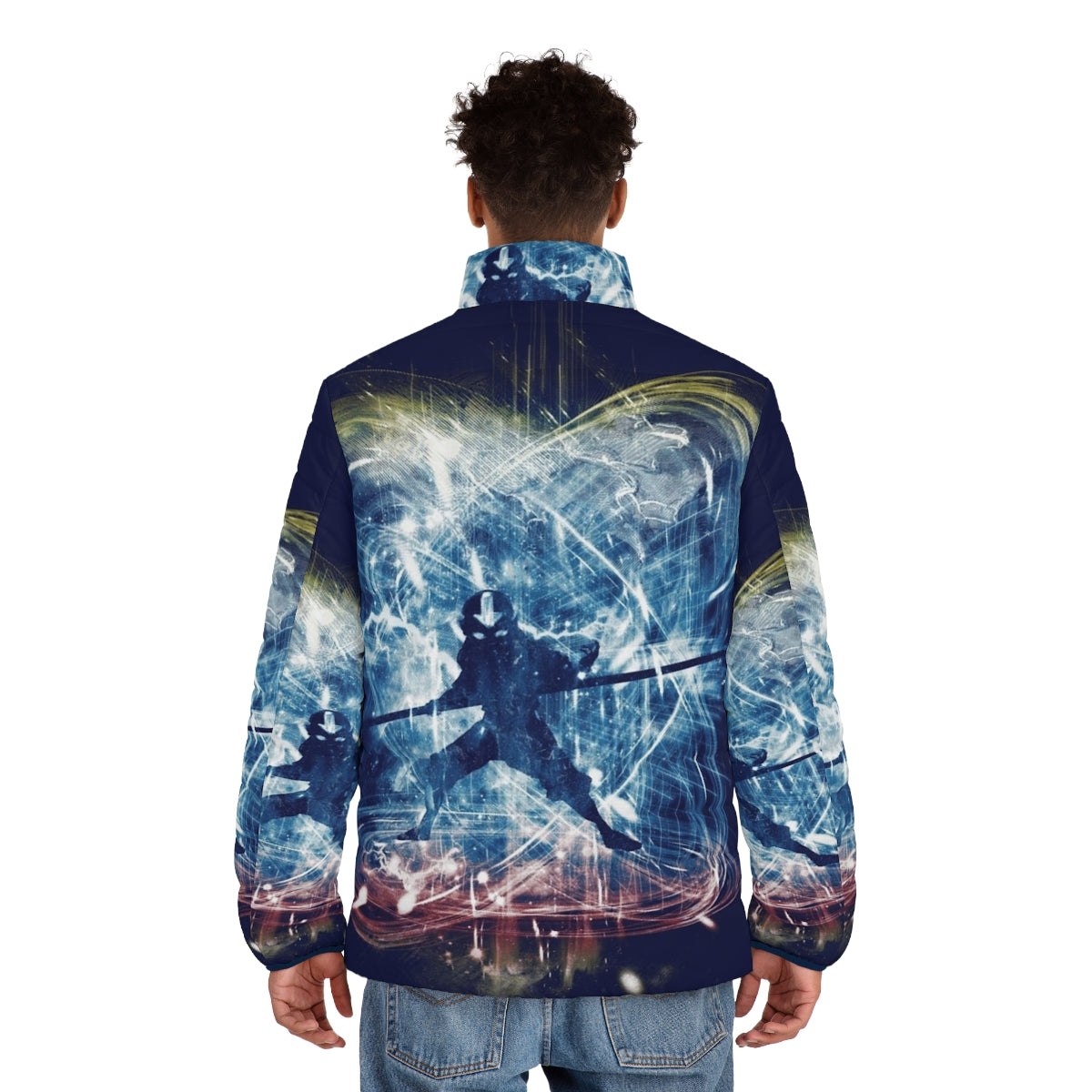 Elemental Storm Puffer Jacket featuring Avatar the Last Airbender inspired art - men back