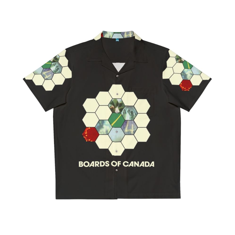 Boards of Canada inspired Hawaiian shirt with retro 80s electronic music vibes