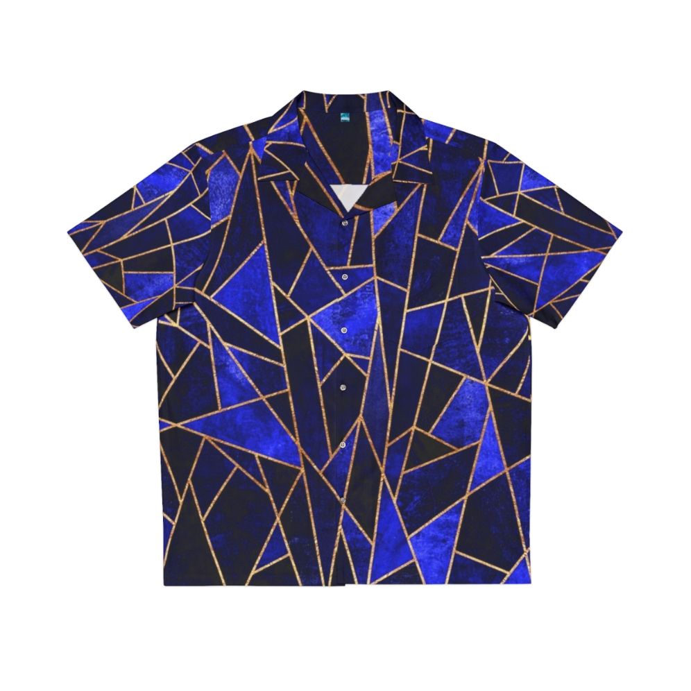 Blue abstract geometric Hawaiian shirt