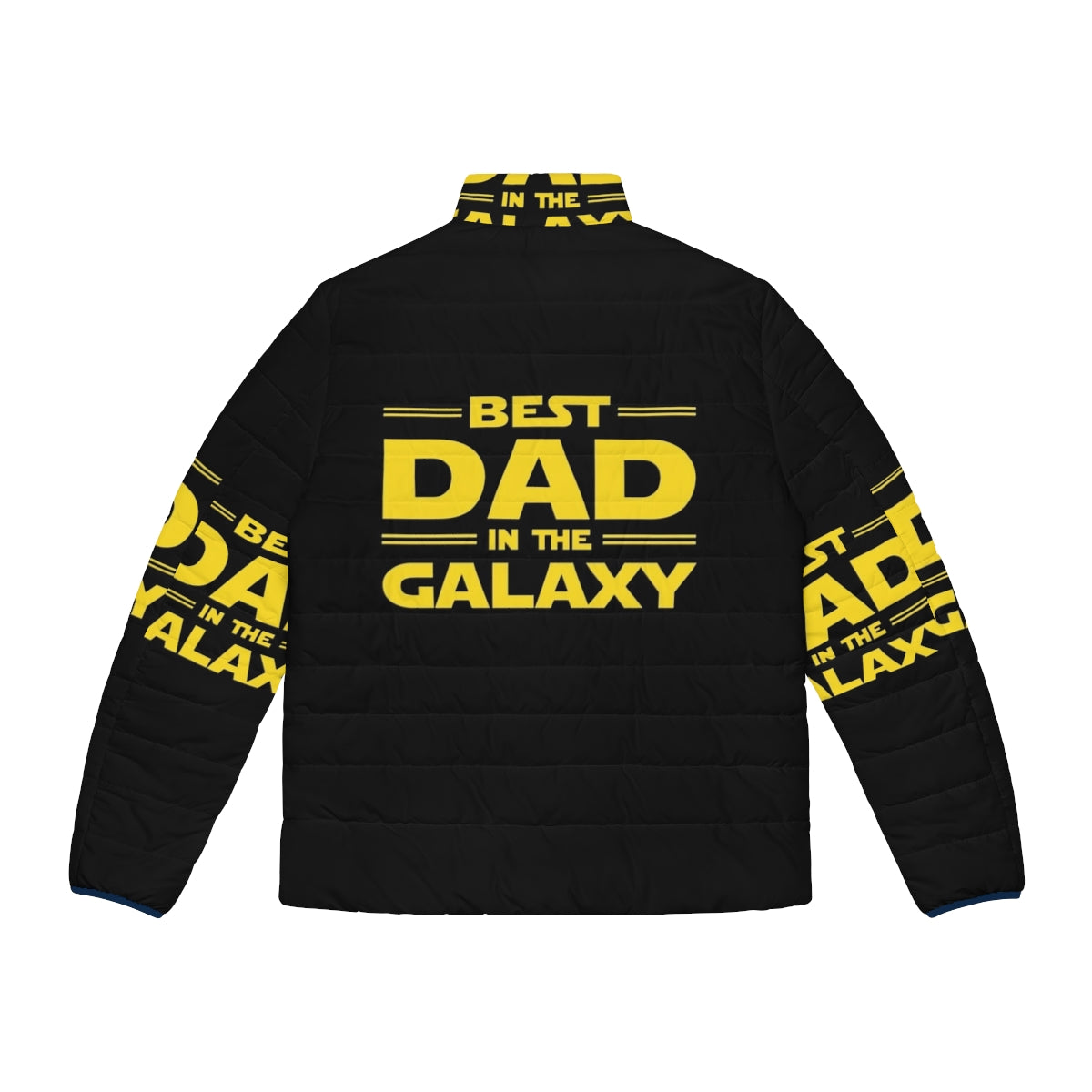 Best Dad in the Galaxy Puffer Jacket - Geeky, Space-Themed Puffer Jacket for Fathers - Back