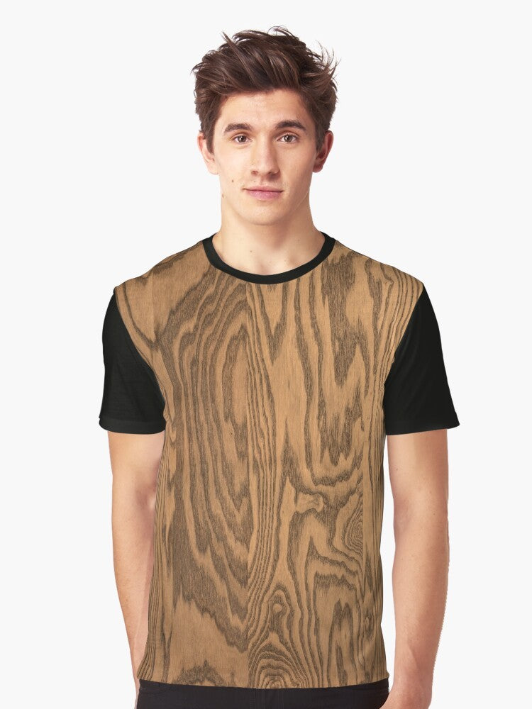 Rustic woodgrain graphic design t-shirt - Men