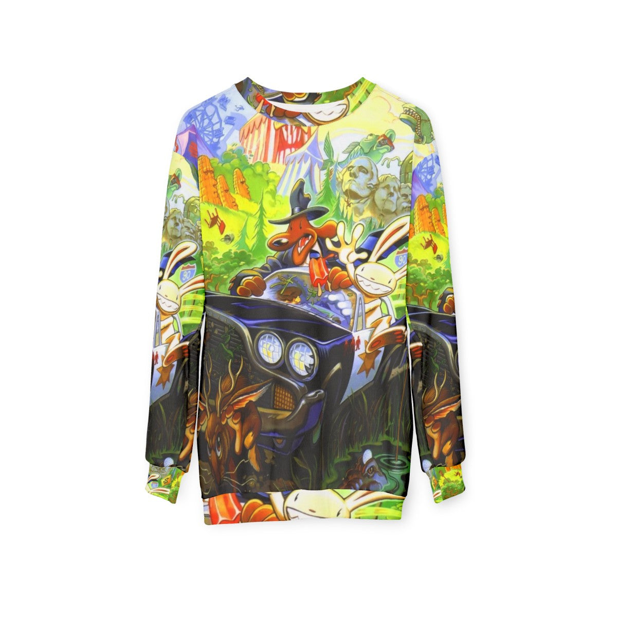 Sam Max Retro Gaming Pixel Art Sweatshirt - hanging