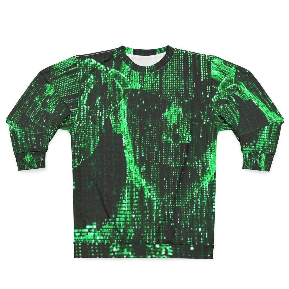 Matrix Sweatshirt featuring digital rain and classic sci-fi design